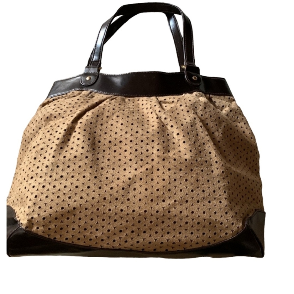 Estee Lauder Caramel Brown Punched Circle Design Tote Bag